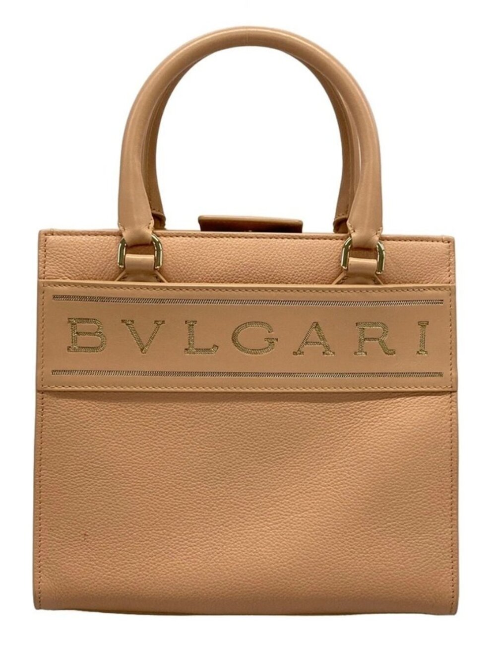 BVLGARI Light Pink Leather Tote Bag